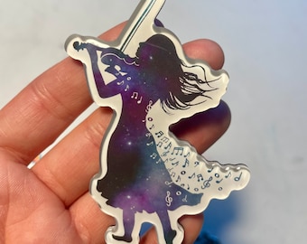 Galaxy Violinist Acrylic Magnet: Cosmic Musician Gift