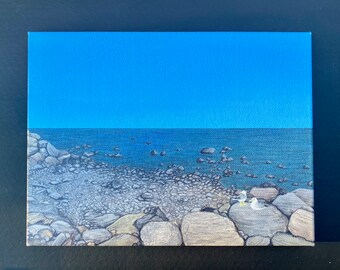 Impression sur toile Rocky Beach Seascape : art côtier de la Nouvelle-Angleterre