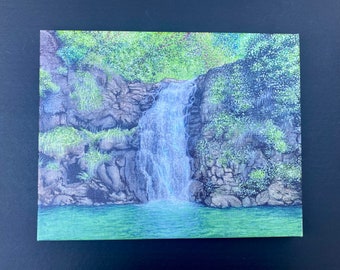 Waimea Falls Giclee Print: Oahu Hawaii Waterfall Painting