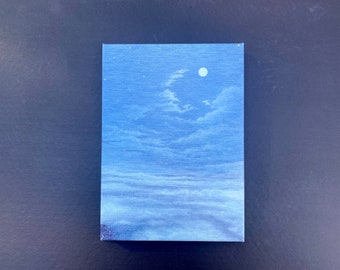 Moonlight Canvas Art Print: Aviation Themed Night Sky Painting