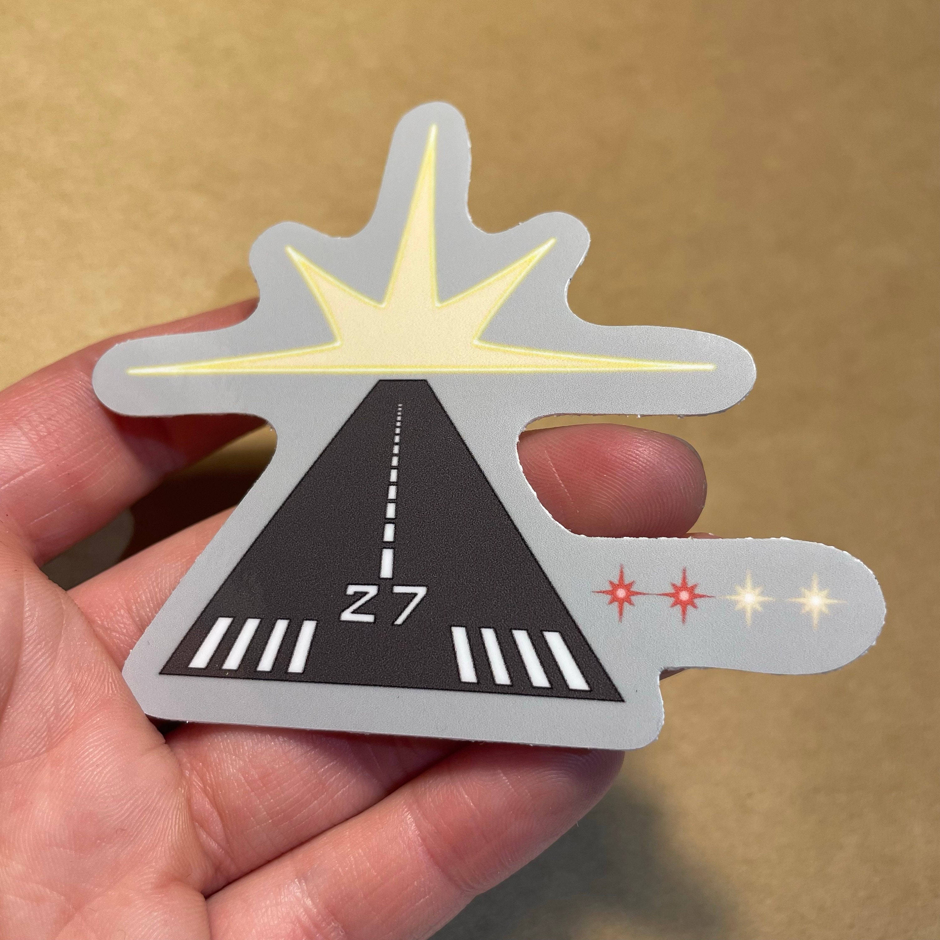 Pilot Image Sticker Pilot Sticker - Runway at Sunset - Airplane Landing Pilot's View ...
