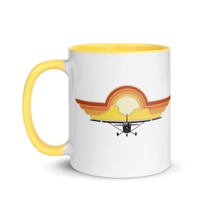 Cessna 172 Mug Aviation Art Retro Sunset Design
