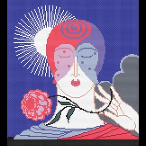 Art Deco Beauty with a Rose by Erte - Cross Stitch Pattern - PDF Instant Download