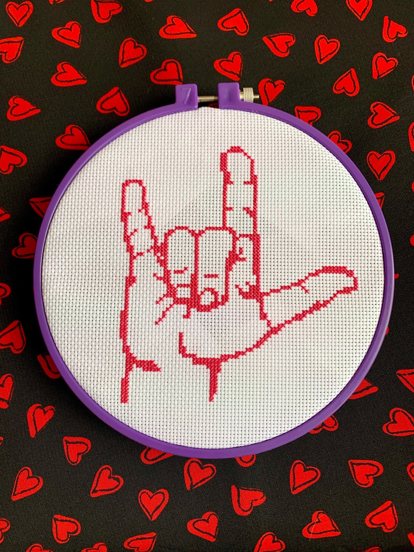 I Love You in American Sign Language (ASL) - Cross Stitch Pattern - PDF ...
