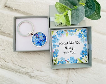 In liebevoller Erinnerung Geschenk Schlüsselanhänger, Erinnerungsgeschenk, Vergissmeinnicht nicht eingeben Vergissmeinnicht Geschenk, denke an dich, ich vermisse dich Sympathie Komfort Andenken