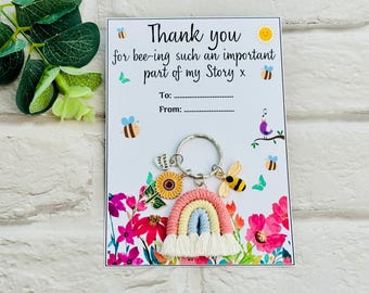 Gift For Teacher, Teacher Gifts, Rainbow & Bee Keying, Nursery Teacher Gift, Teacher Gift, Thank You Gift For Teacher, Teaching Assistant