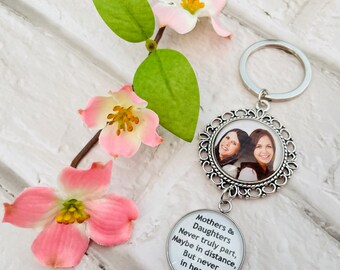 Portachiavi personalizzato per la festa della mamma, regalo per mamma, mamma, mummia, mam, mammina, mama - Regalo di compleanno per mamma, portachiavi con foto madre e figlia