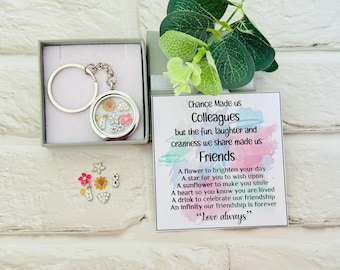 Colleague Friendship Locket Keepsake Gift Keyring: Work Friend Gifts, Birthday, Christmas, Retirement, Leaving