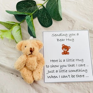 A Little Pocket Bear Hug, Thinking of you gift, ready to give bear hugs to whoever needs one. Supports positive mental health. Bear Hug Gift