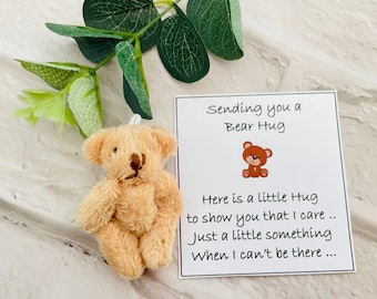 A Little Pocket Bear Hug, Thinking of you gift, ready to give bear hugs to whoever needs one. Supports positive mental health. Bear Hug Gift