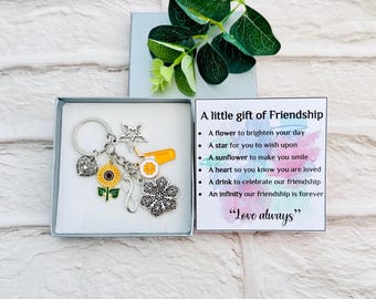 Friendship Keyring Gift, Long Distance Thinking of You, Missing You, Friend Birthday, Christmas Keepsake