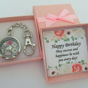 BIRTHDAY Gift Floating Memory Locket Keyring 16th 18th 21st 30th 40th 50th 60th Birthday gifts for mum sister daughter cousin Gifts for her