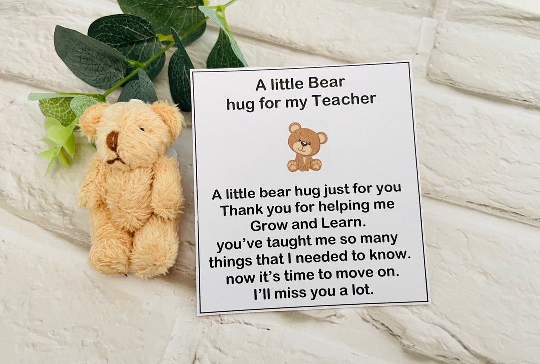 A Little Pocket Bear Hug Gifts for Teacher, Teaching Assistant, Nursery ...