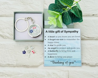 Sympathy Gift: Locket Keyring & Card - Thinking of You, Bereavement, Support Present, Comfort, Hug, Friendship