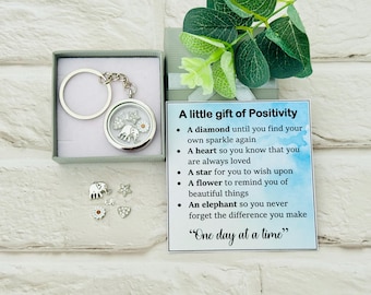 A Little gift of Positivity, Anxiety - Thinking of You, Sympathy, Support Present, Comfort, Hug, Friendship Gift - Locket keyring + Card