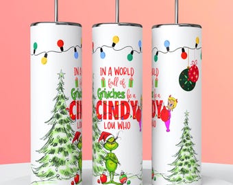 Cindy Lou Who Christmas 20oz Tumbler Wrap PNG (Digital File)