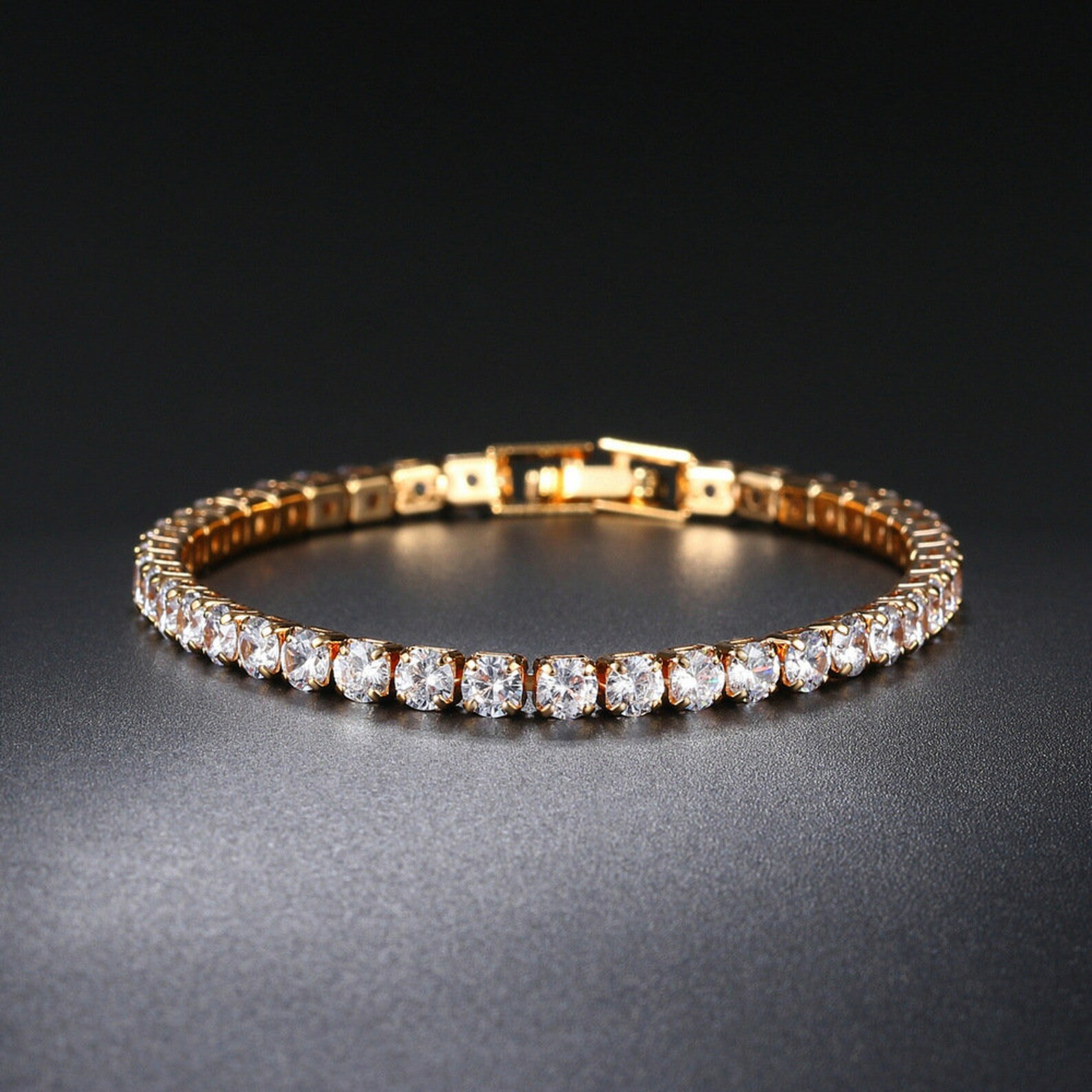 Classic 4mm CZ Tennis Bracelet Gold / Rose Gold / Silver Round - Etsy