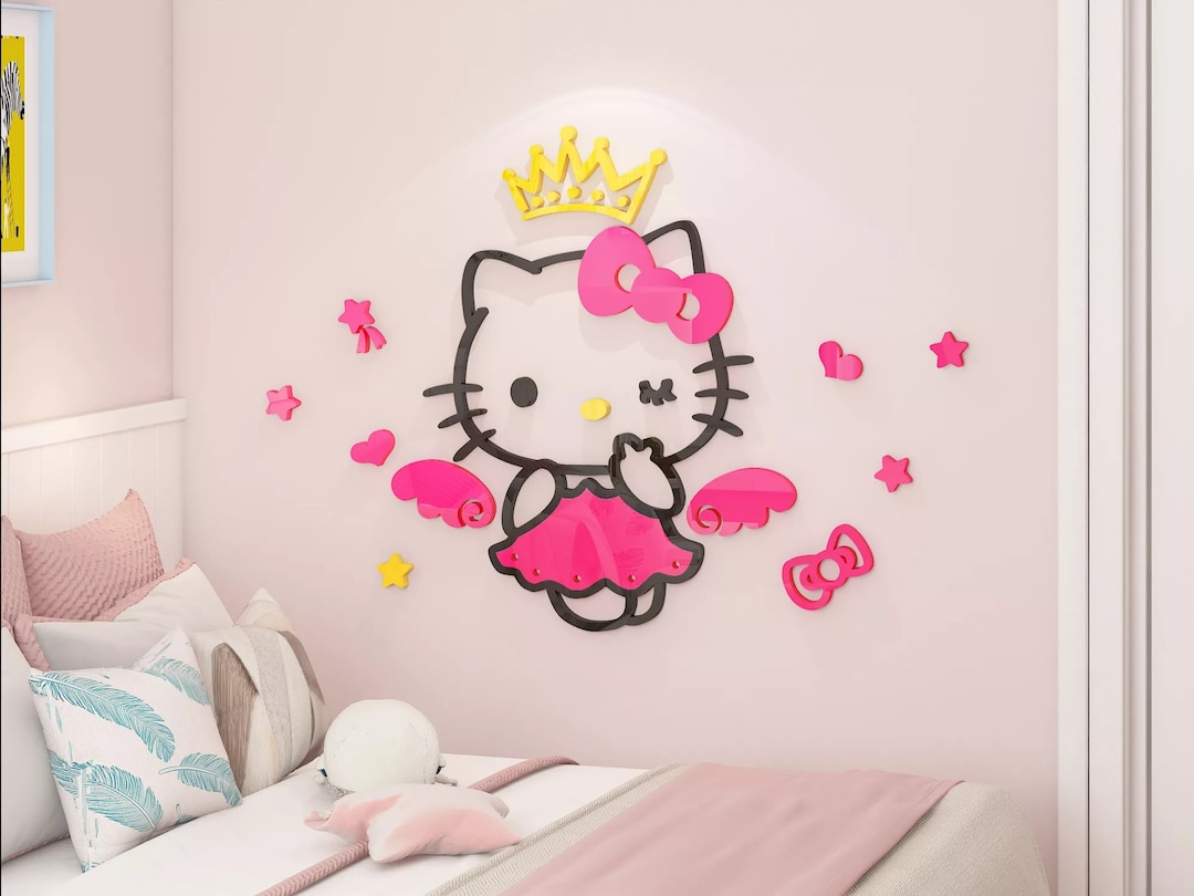 3D Acrylic Hello Kitty Wall Decoration Sticker for Baby Room, Bedroom