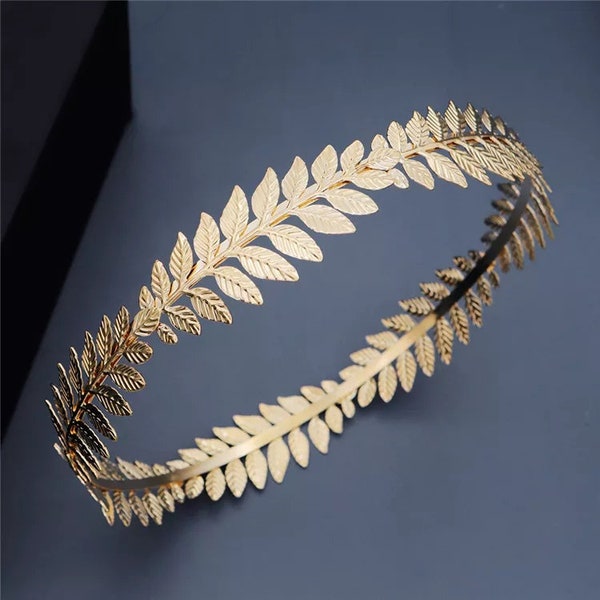 Gold Plated Vintage Olive Leaf Tiara / Bridal Wedding Crown