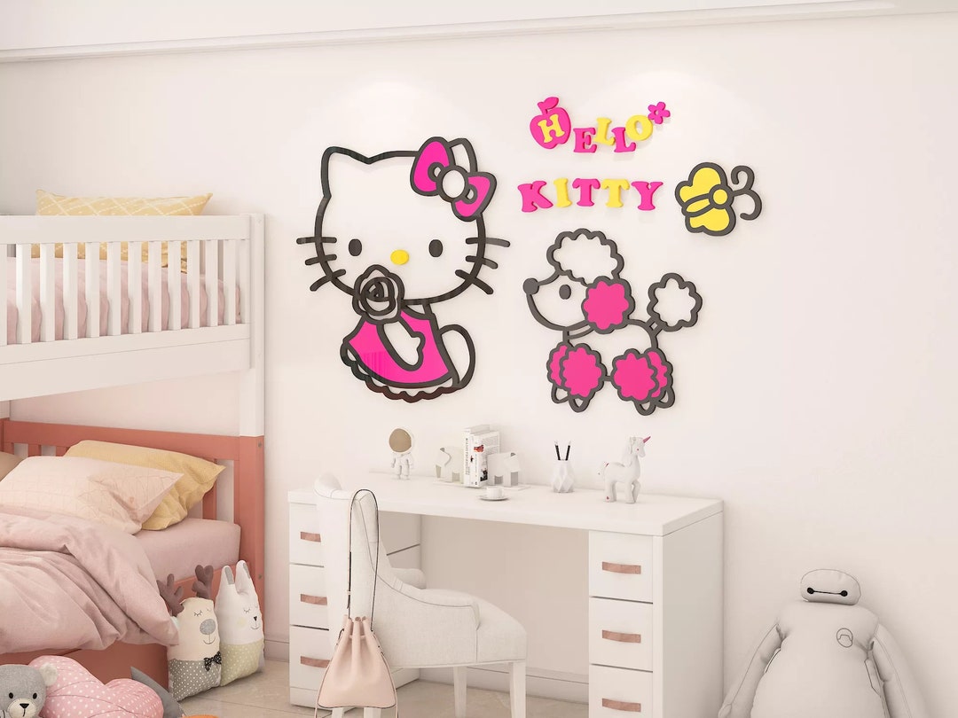3D Acrylic Hello Kitty Wall Decoration Sticker for Baby Room, Bedroom