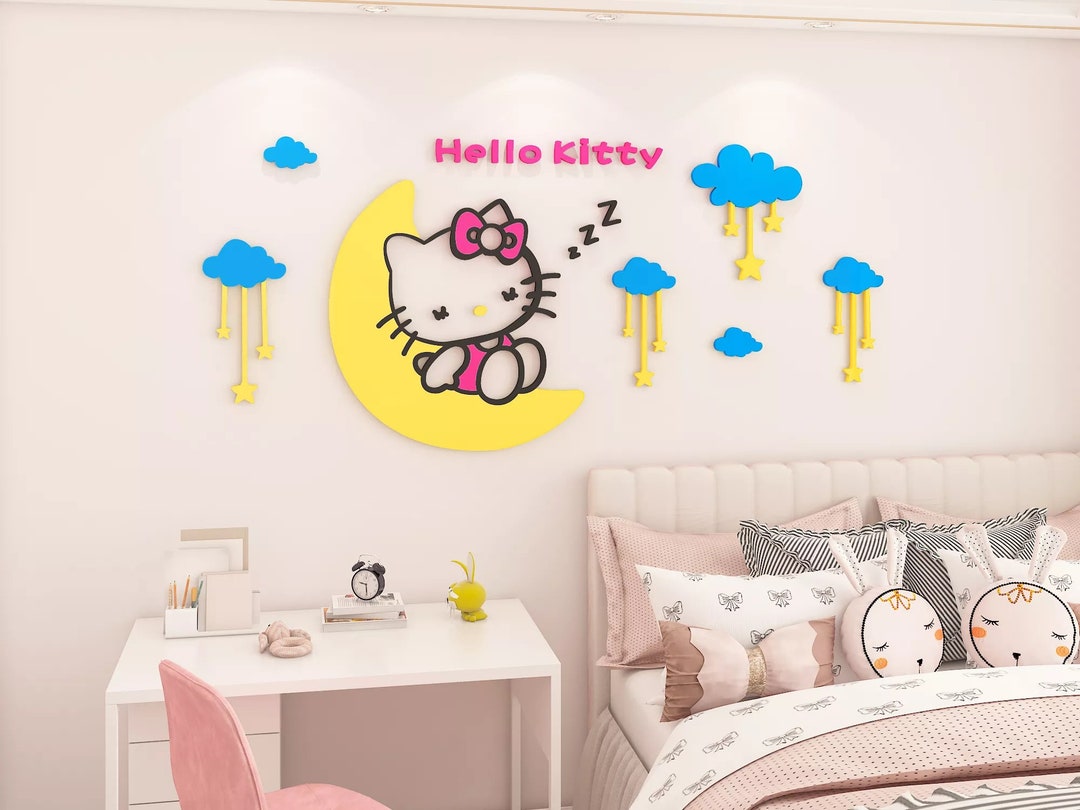 3D Acrylic Hello Kitty Wall Decoration Sticker for Baby Room Bedroom Game Room Etc. variation B Etsy