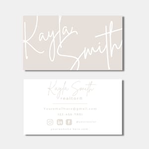Unique Boho minimal Business Card Template for Realtors, Female Entrepreneurs, Business Owners, Young Freelancer Professionals, Digital chic