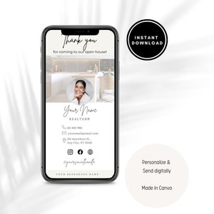 Digital Thank You Card | Real Estate Business Card | Open House Thank You Card | Realtor Marketing | Text clients | Open house tool | Agent