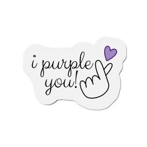 i purple you magnet, kpop fan magnet, BTS I purple you magnet, korean finger heart magnet, available in 5 different sizes