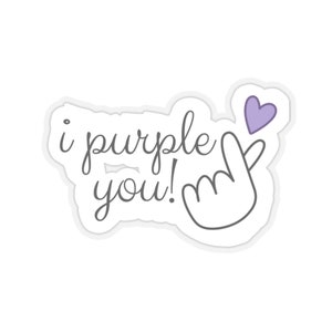 i purple you sticker, BTS fan sticker, Korean finger heart sticker, kpop fan sticker