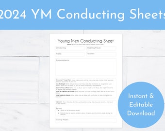 2024 Young Men Conducting Sheets | YM Editable & Instant Download | Printable Conducting Agenda | Opening Exercises | Low Ink Usage