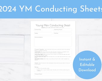 Dirigentblad för unga män 2024 | Redigerbar och omedelbar nedladdning av YM | Utskrivbar dirigeringsagenda | Öppningsövningar | Låg bläckförbrukning