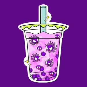 Gastly Boba Tea Sticker