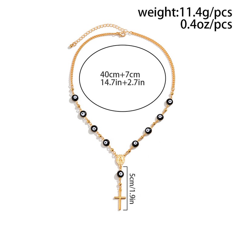 Chic Cross Pendant Evil Eye Y Necklace  Rose Quartz Necklace image 10