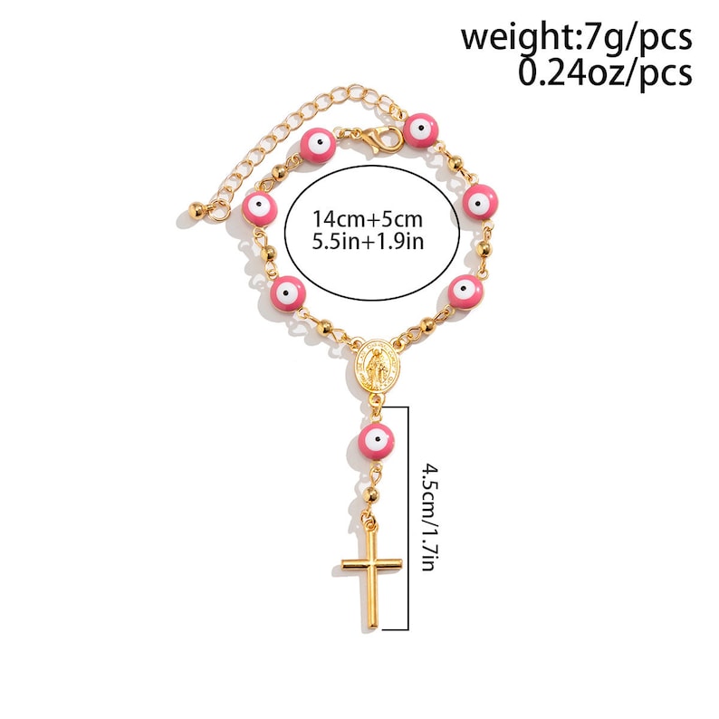 Chic Cross Charm Evil Eye Bracelet  Evil Eye Jewelry  Beaded image 10