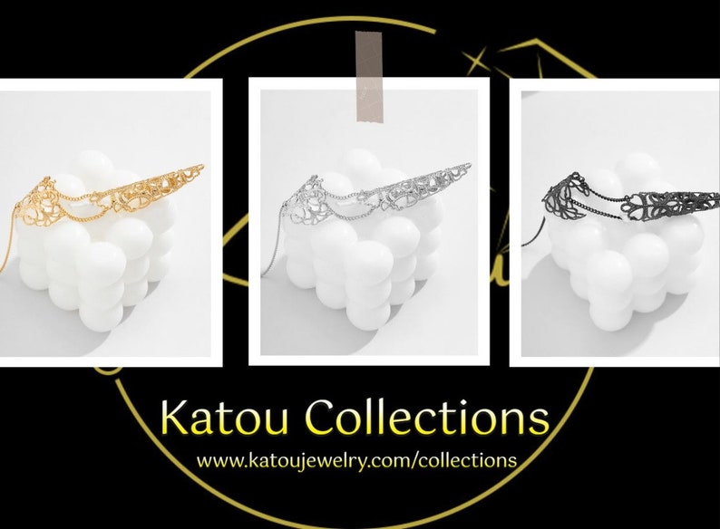 Wedding Finger Ring Chain  Finger Gold Chain Ring  Finger image 10