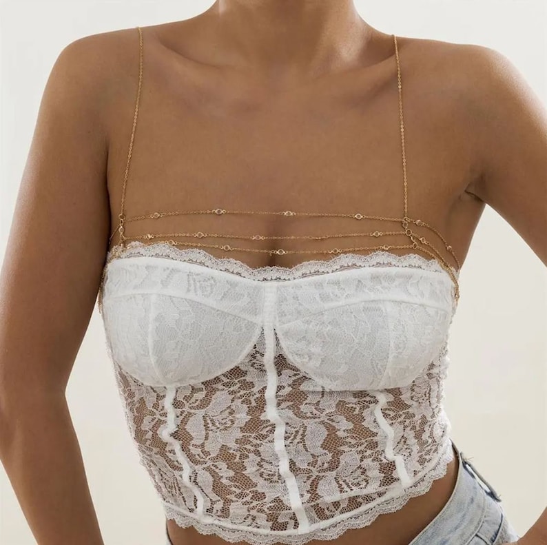 Sexy Shoulder Necklace  Pearl Shoulder Chain  Body Armor image 6