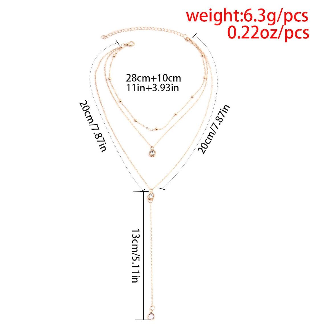Double Strand Y Necklace  Double Y Necklace  Layered Pendant image 9