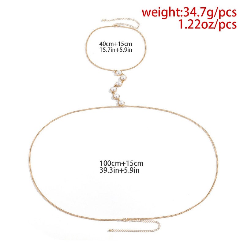 Pearl Body Chain Gold  Body Chain Bra  Sexy Chest Chain  image 10