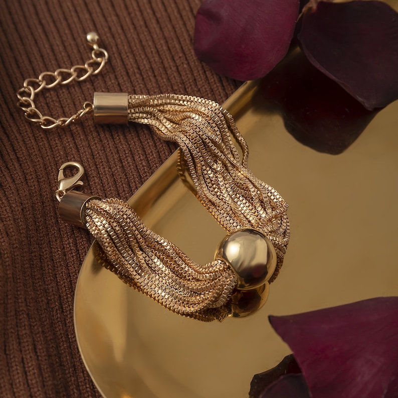 Ball Charm Box Chain Bracelet  Layered Ball Charm  Ball image 8