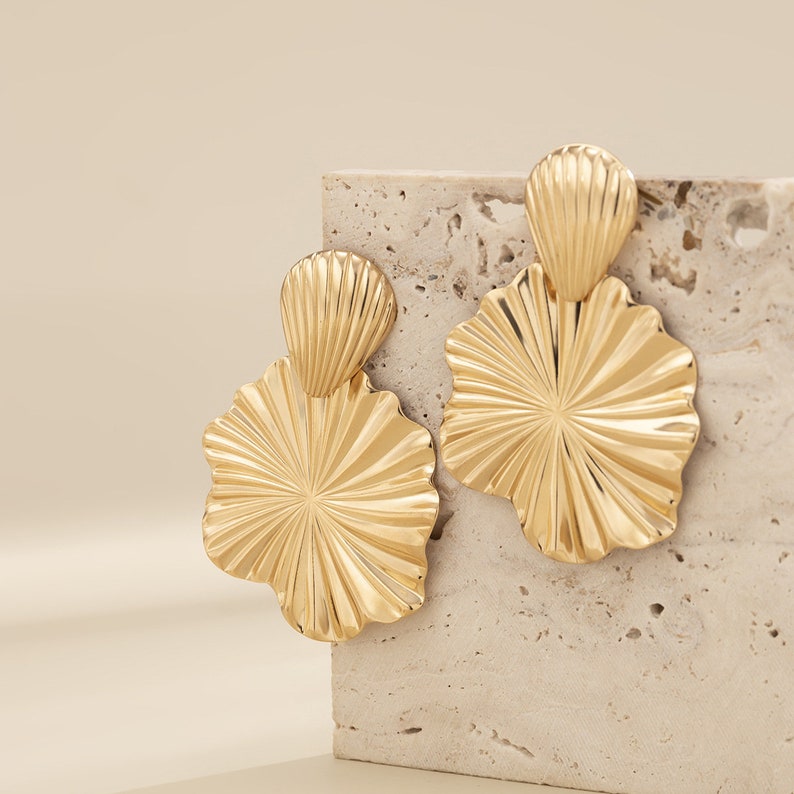 Large Flower Earrings  Big Flower Ear Cuff  Big Flower image 10