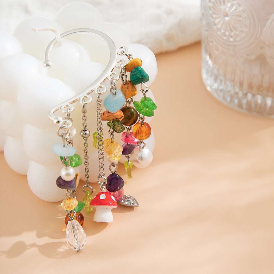 Colorful Drop Earrings  Multi-Color Earrings  Tassel Ear image 9