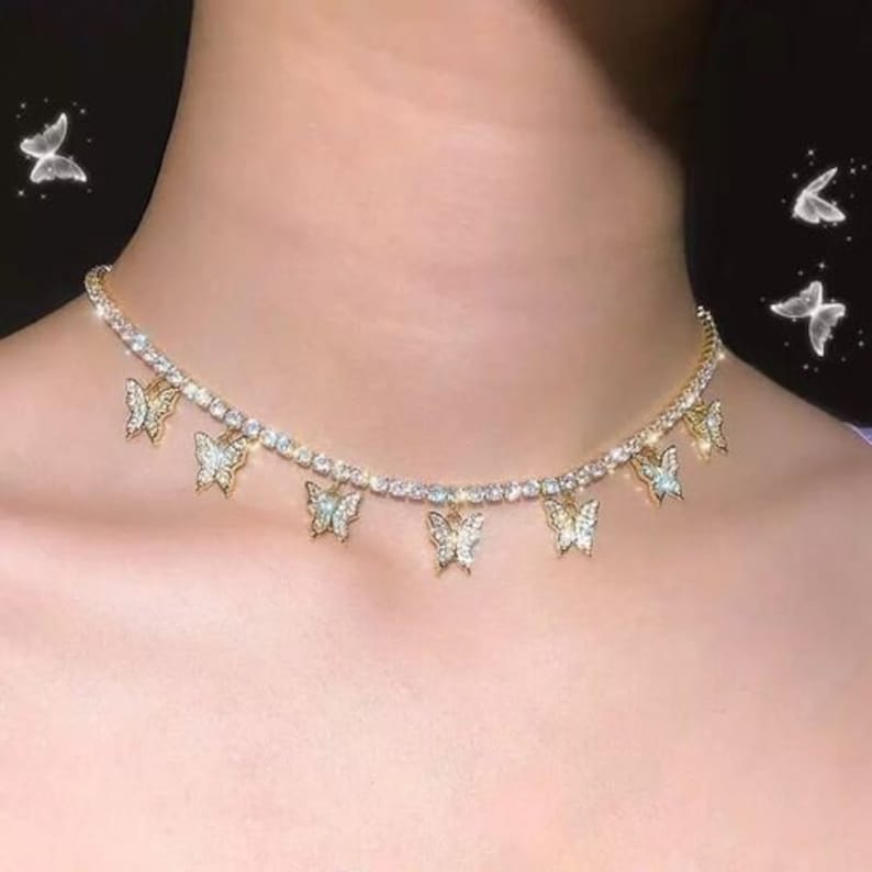 Beautiful Butterfly Necklace  Bridesmaid Gold Necklace  image 2
