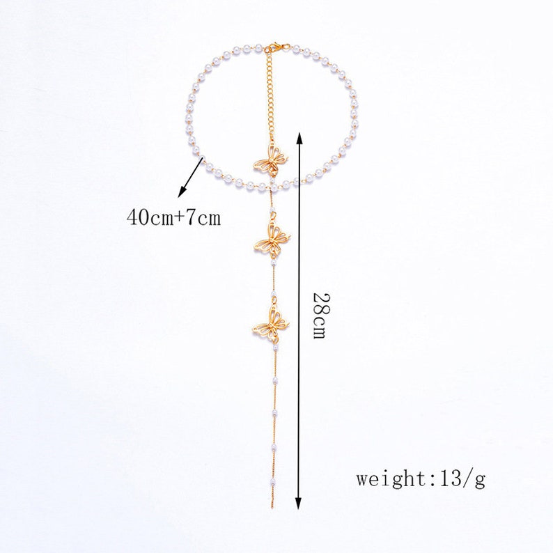 Pearl & Butterfly Backdrop Necklace  Crystal Backdrop image 7