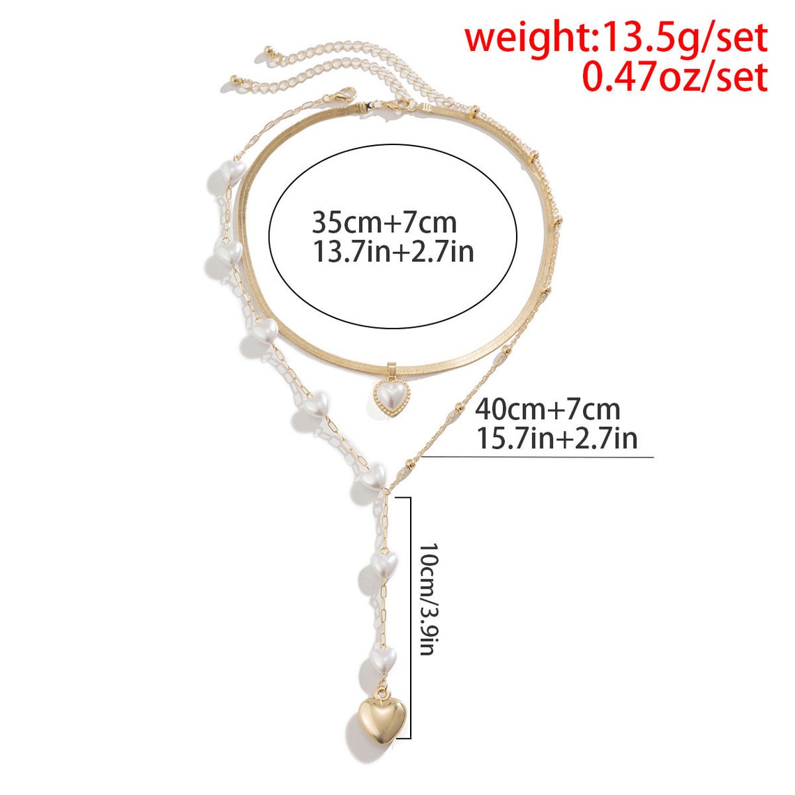 Double Layered Heart Y Necklace Multi-Layer Love Heart image 9