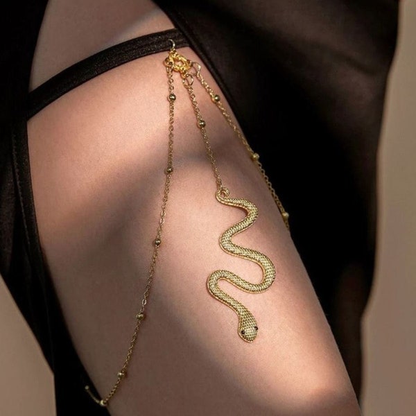 Single Layered Snake Leg Chain | Bikini Body Bridal Jewelry | Layered Leg harness | Bikini Thigh Chains | Body Pendant Snake Leg Chain