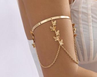 Butterfly Arm Chain Armlet, Upper Arm Bracelet, Butterfly Charm Body Chain, Layered Arm Band, Boho Body Jewelry, Graduation Gift Idea