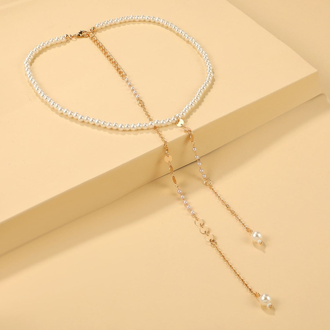 Pearls Bridal Y Back Necklace  Bridal Backdrop Necklace  image 4