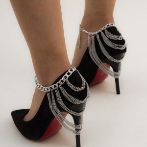 Tassel Ankle Layered High Heel Anklet Shoes Chain | Multilayer Chain High Heel Shoe Simple Foot Ankle | Anklet Shoes Chain for Women | 1PC