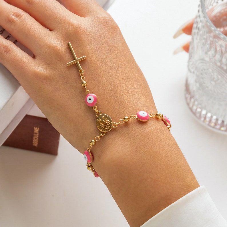 Chic Cross Charm Evil Eye Bracelet  Evil Eye Jewelry  Beaded image 9