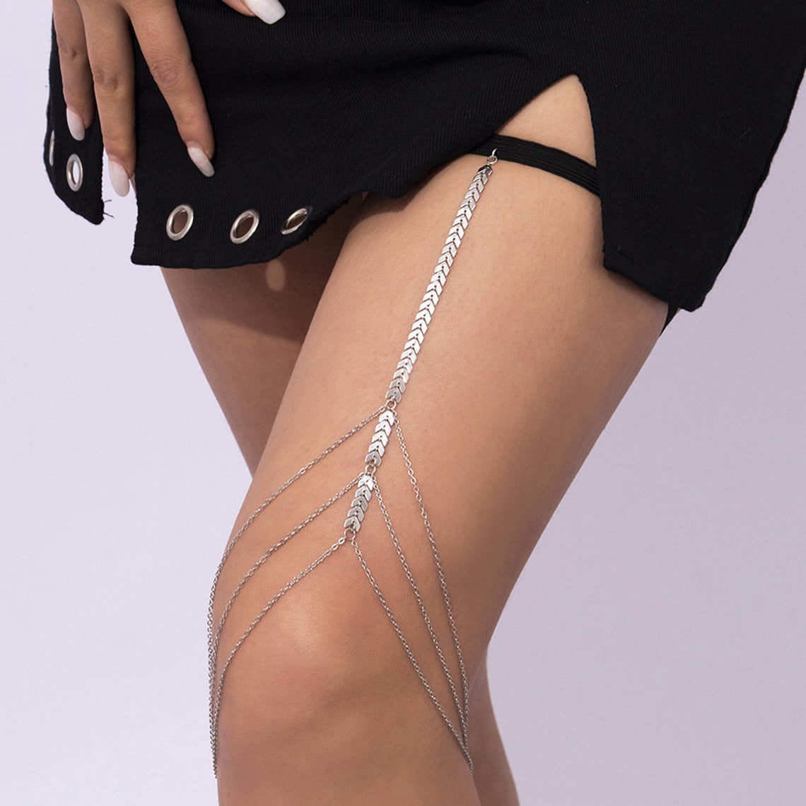 Wheat Shape Leg Chain  Bikini Body Bridal Jewelry  Layered image 9